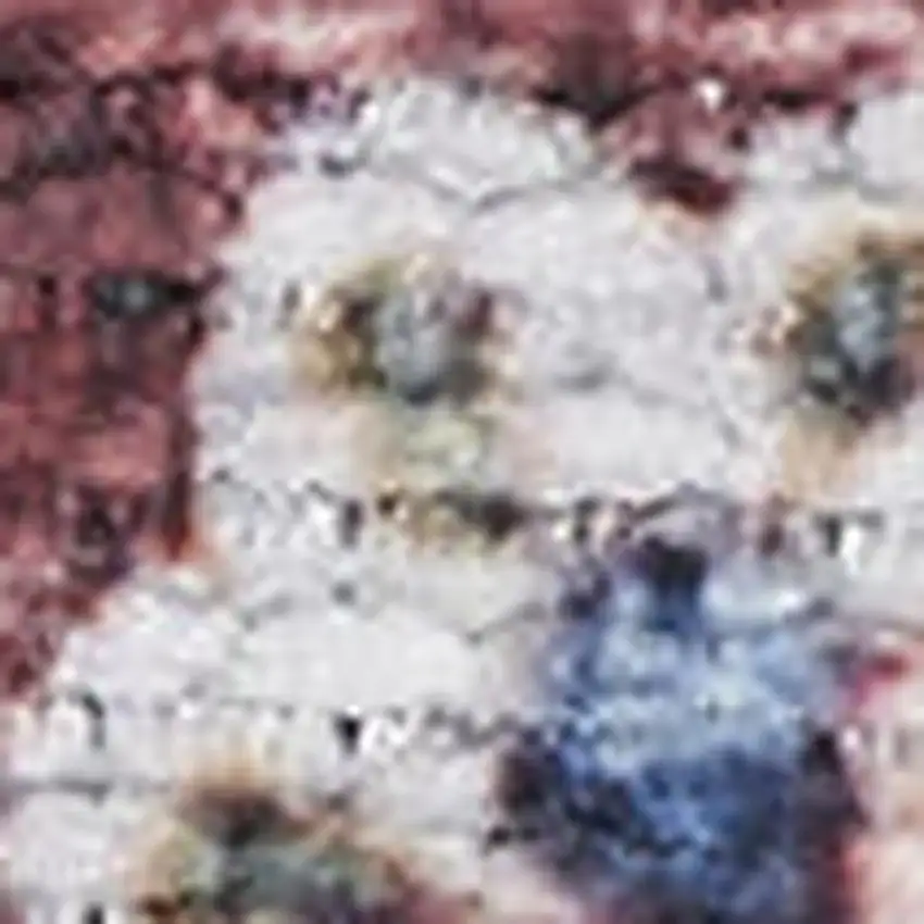 Red and Ivory Oriental Power Loom Distressed Washable Non Skid Area Rug Photo 3