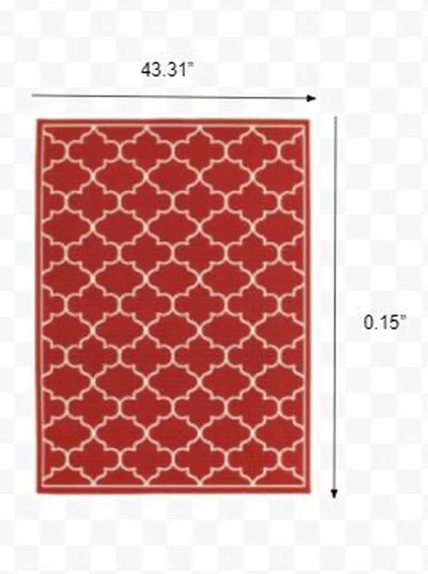 Red and Ivory Trellis Indoor Outdoor Area Rug Photo 3
