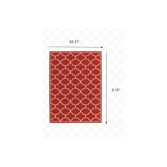 Red and Ivory Trellis Indoor Outdoor Area Rug Photo 3