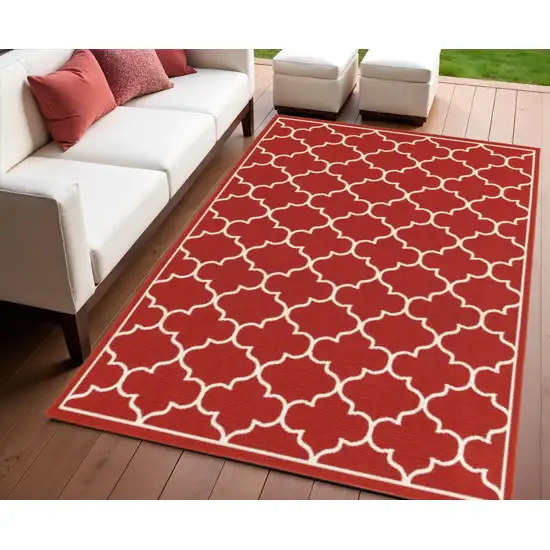 Red And Ivory Indoor Outdoor Area Rug Photo 1
