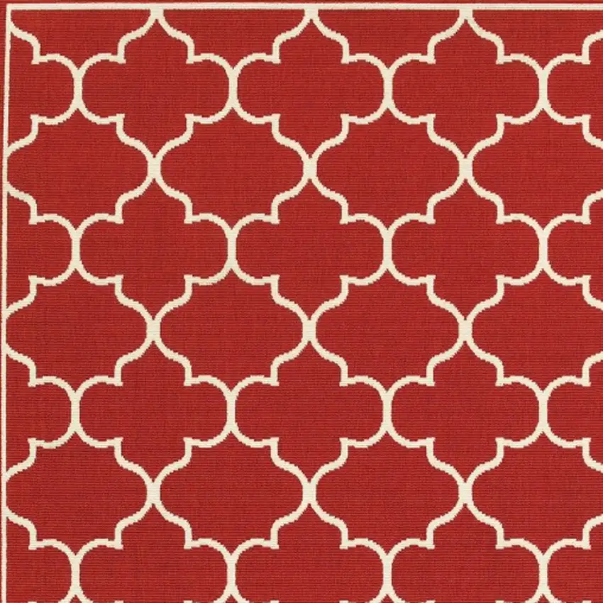 Red and Ivory Trellis Indoor Outdoor Area Rug Photo 4