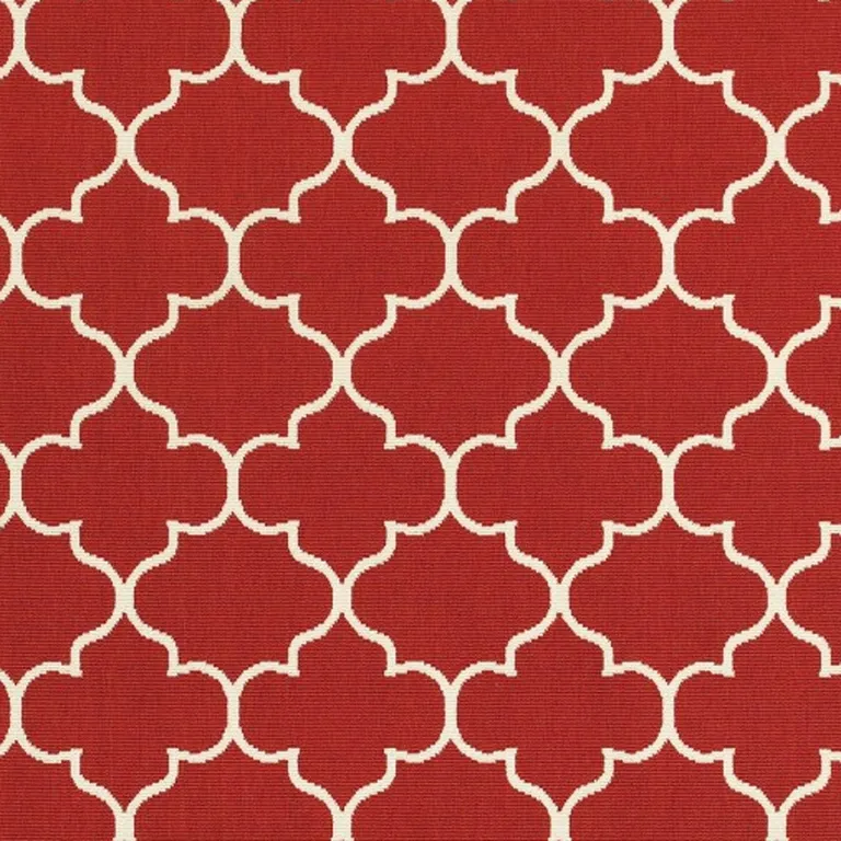 Red and Ivory Trellis Indoor Outdoor Area Rug Photo 3