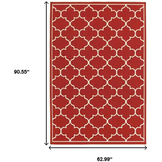 Red And Ivory Indoor Outdoor Area Rug Photo 3