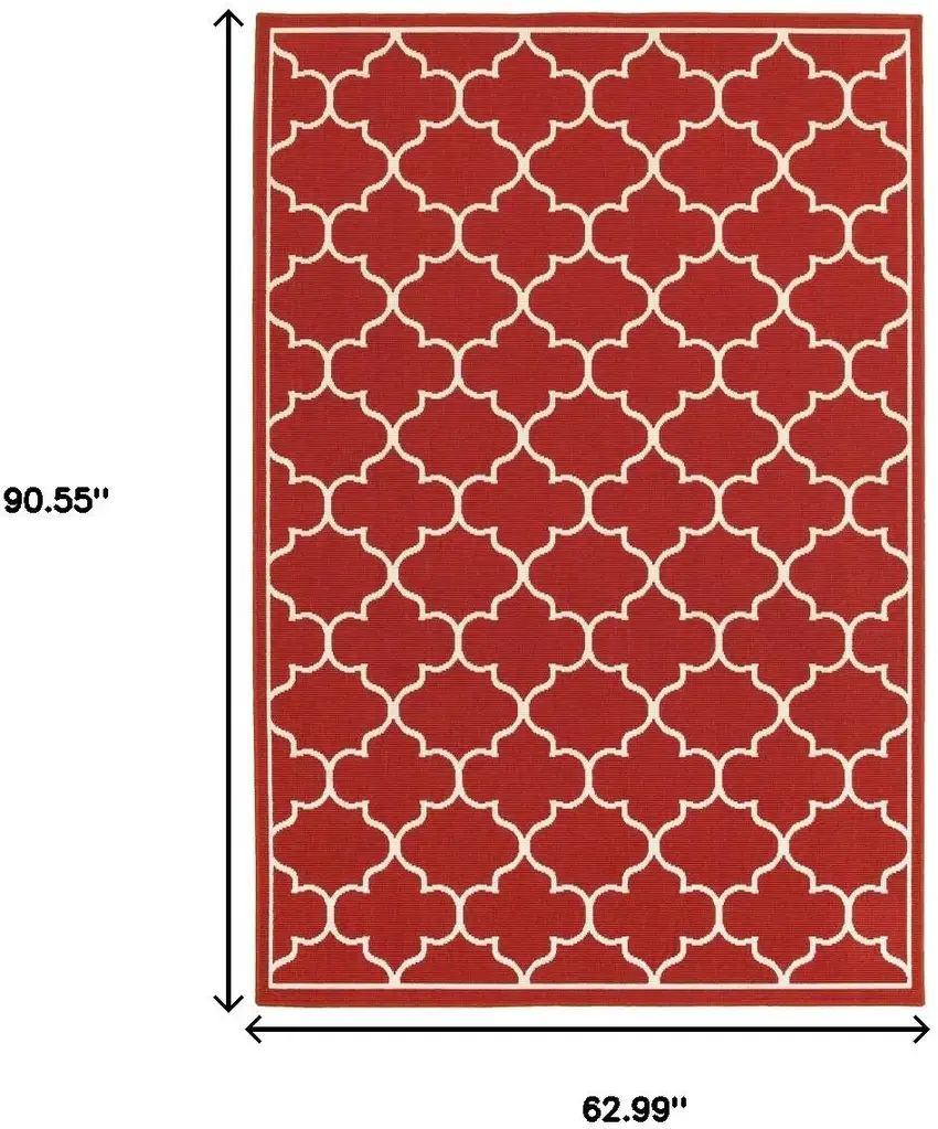 Red And Ivory Indoor Outdoor Area Rug Photo 3