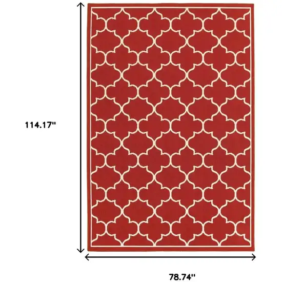 Red And Ivory Indoor Outdoor Area Rug Photo 3