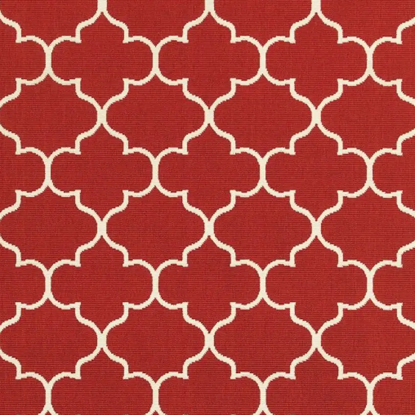 Red and Ivory Trellis Indoor Outdoor Area Rug Photo 4