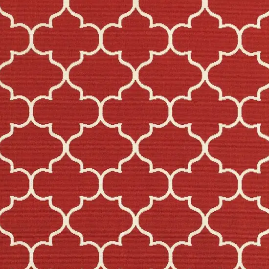 Red and Ivory Trellis Indoor Outdoor Area Rug Photo 4