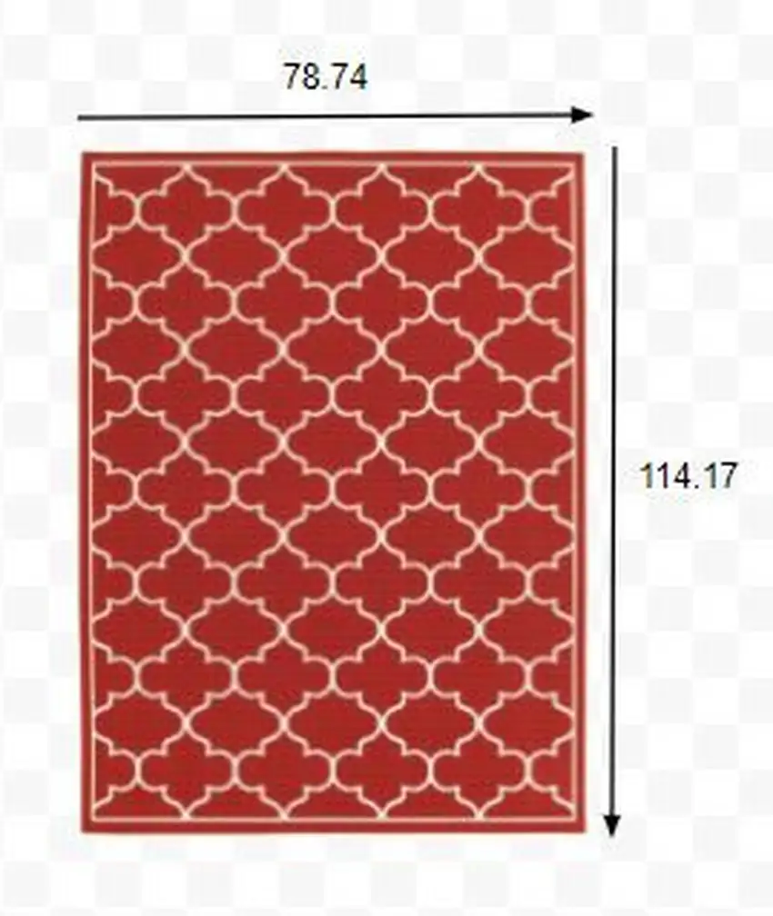 Red and Ivory Trellis Indoor Outdoor Area Rug Photo 3