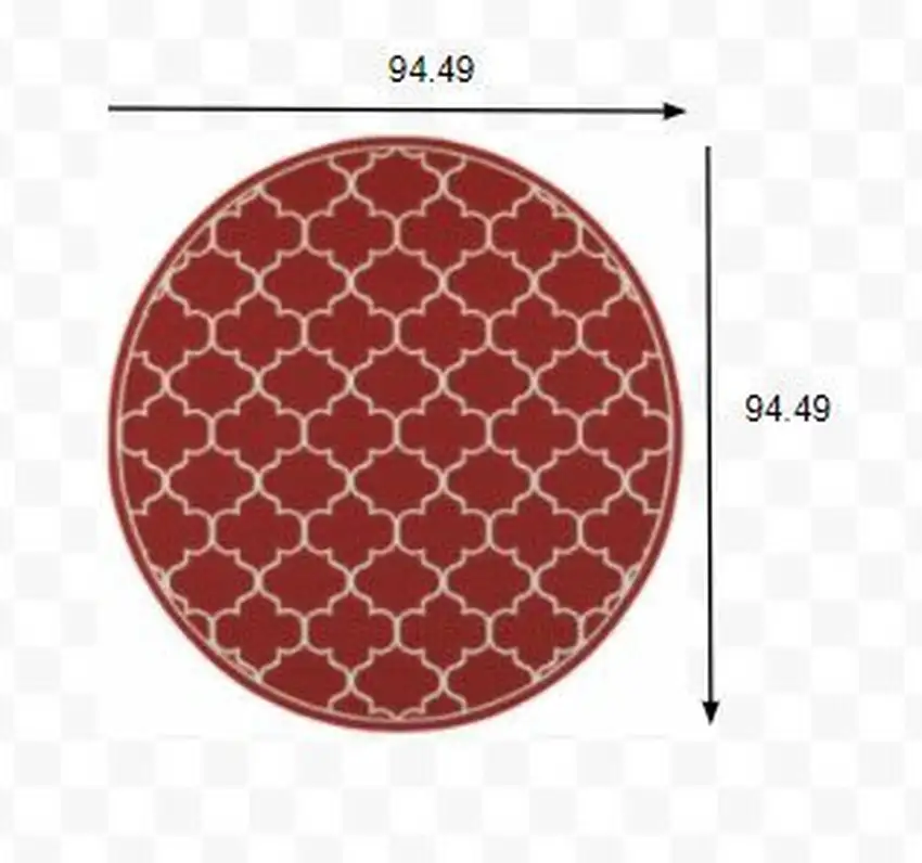 Red and Ivory Trellis Indoor Outdoor Area Rug Photo 3