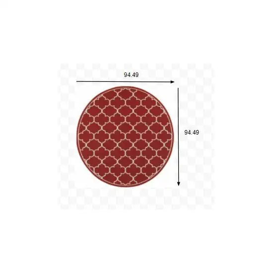 Red and Ivory Trellis Indoor Outdoor Area Rug Photo 3