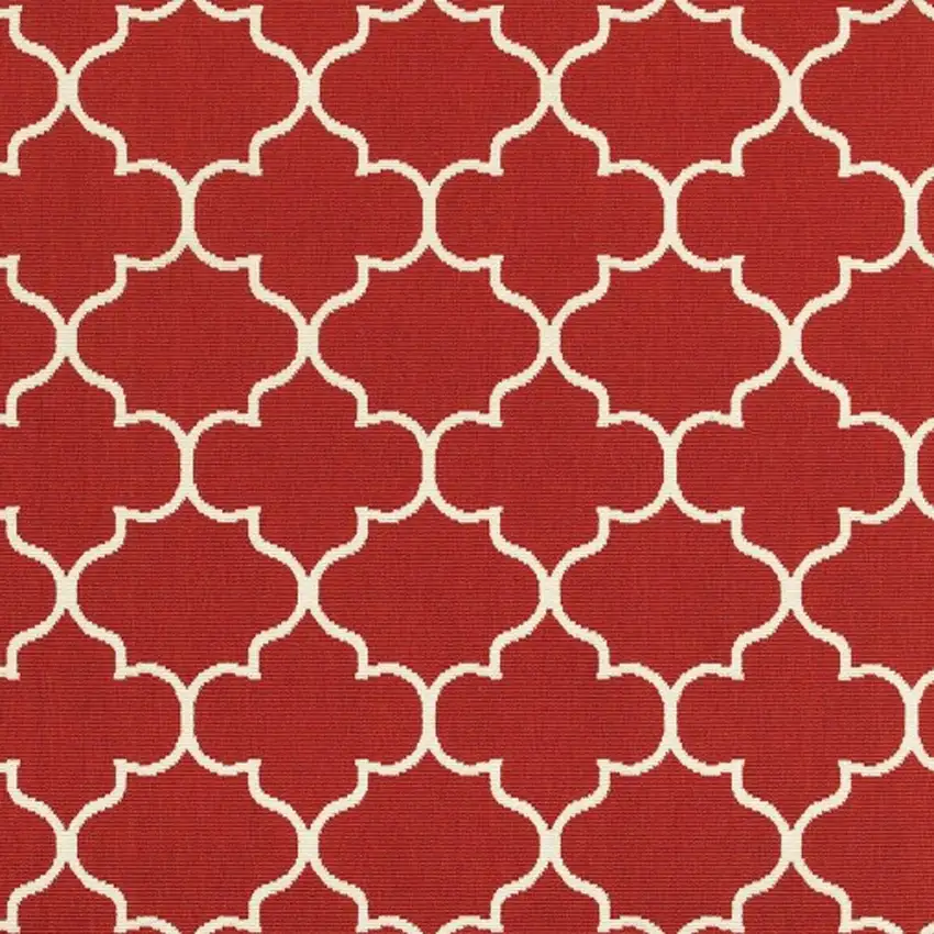 Red and Ivory Trellis Indoor Outdoor Area Rug Photo 3