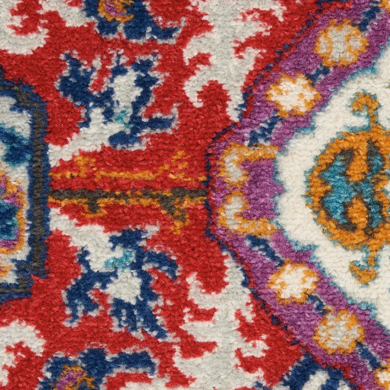 Red and Multicolor Decorative Scatter Rug Photo 5