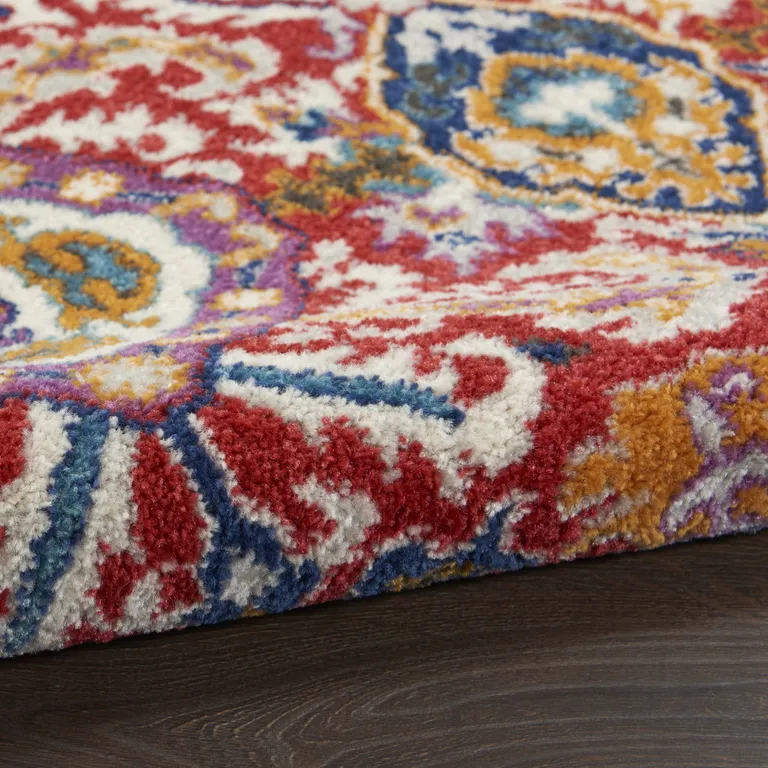 Red and Multicolor Decorative Scatter Rug Photo 2