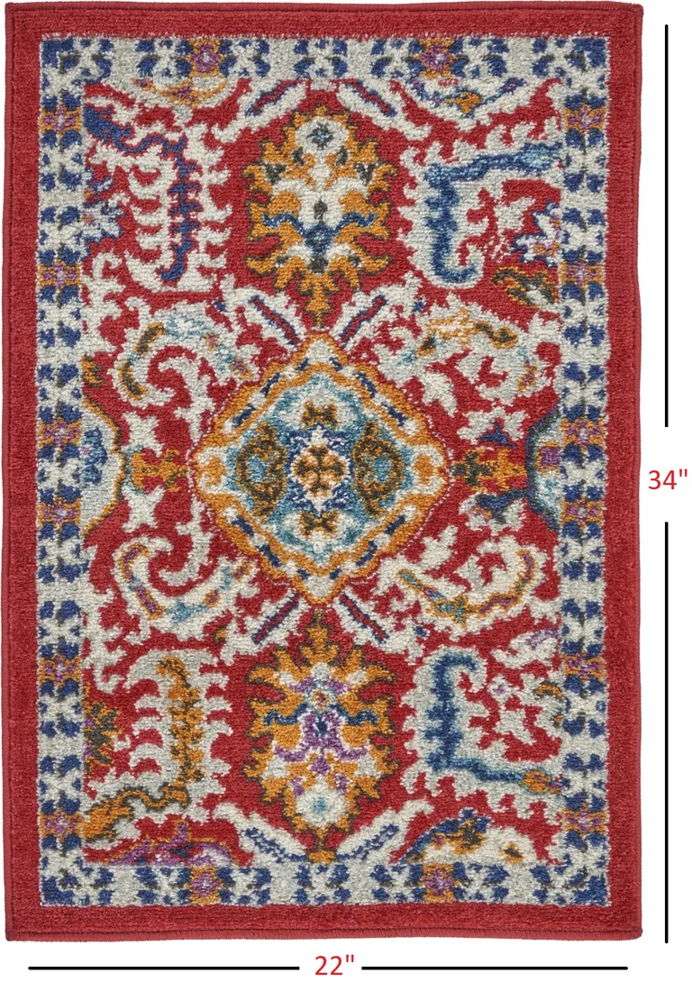 Red and Multicolor Decorative Scatter Rug Photo 1