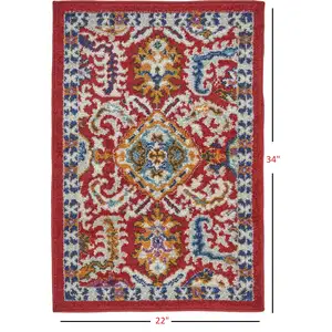 Photo of Red and Multicolor Decorative Scatter Rug