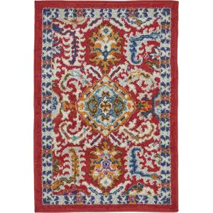 Photo of Red and Multicolor Decorative Scatter Rug