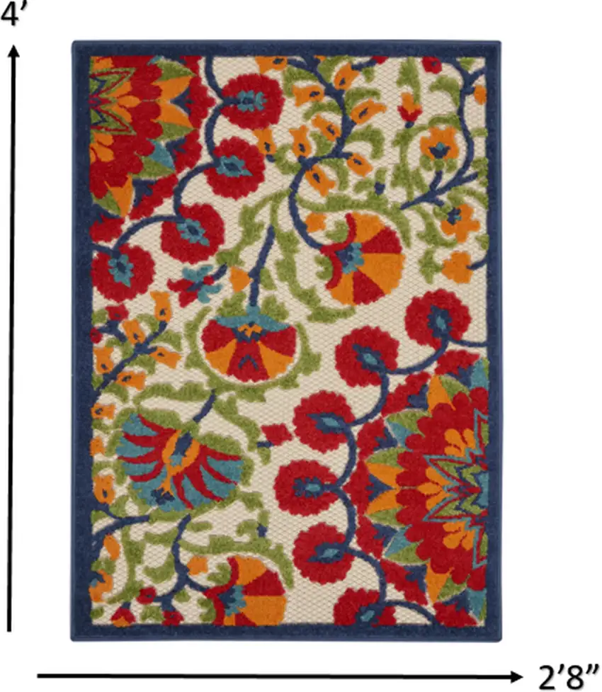 Red and Multicolor Indoor Outdoor Area Rug Photo 5