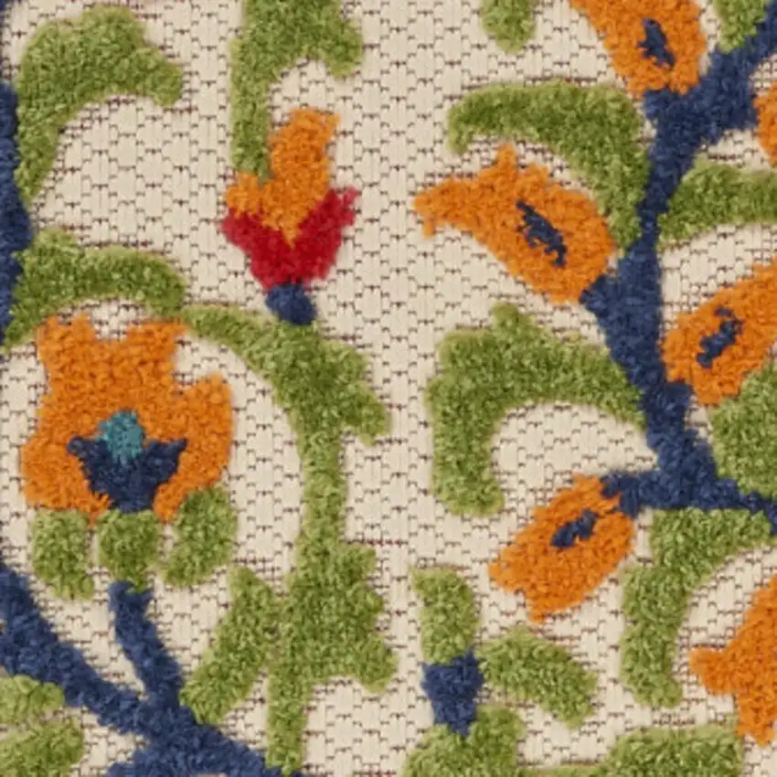 Red And Ivory Floral Indoor Outdoor Area Rug Photo 3