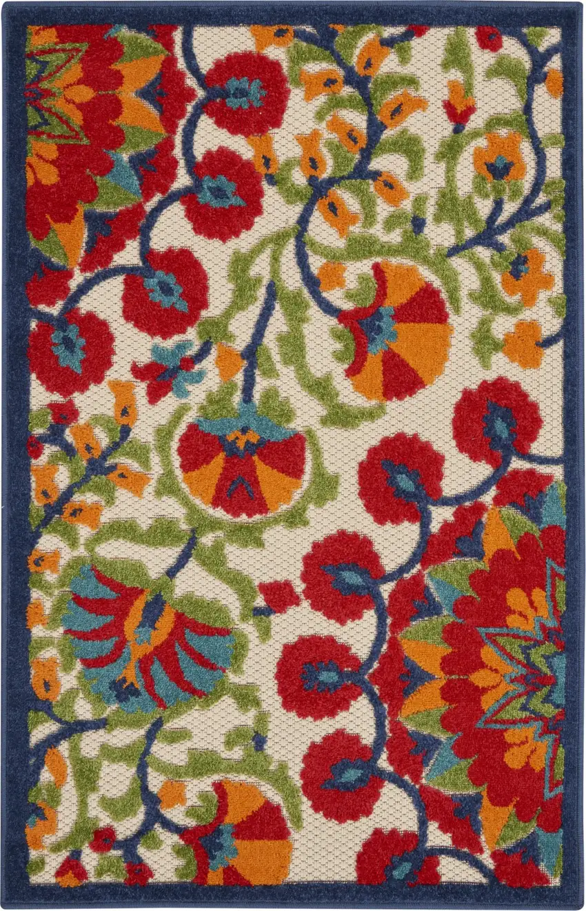 Red and Multicolor Indoor Outdoor Area Rug Photo 1