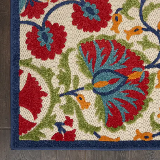 Red And Ivory Floral Indoor Outdoor Area Rug Photo 8