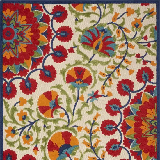 Red And Ivory Floral Indoor Outdoor Area Rug Photo 4
