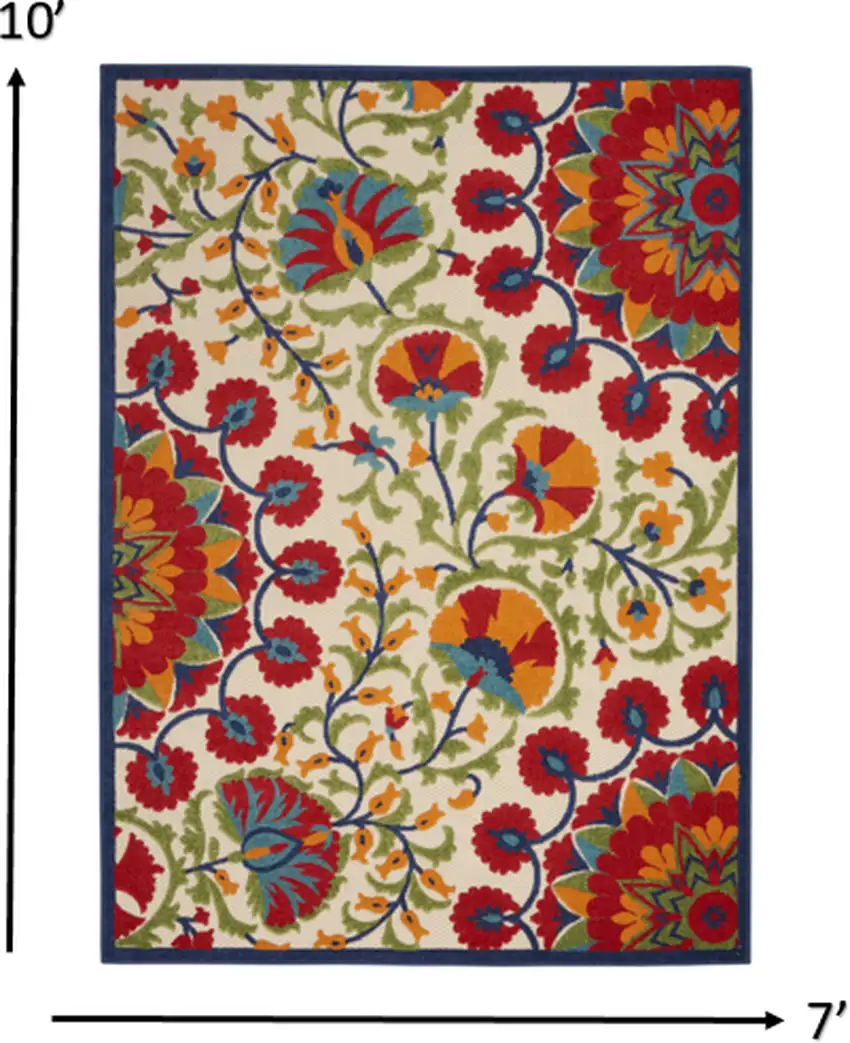 Red and Multicolor Indoor Outdoor Area Rug Photo 5
