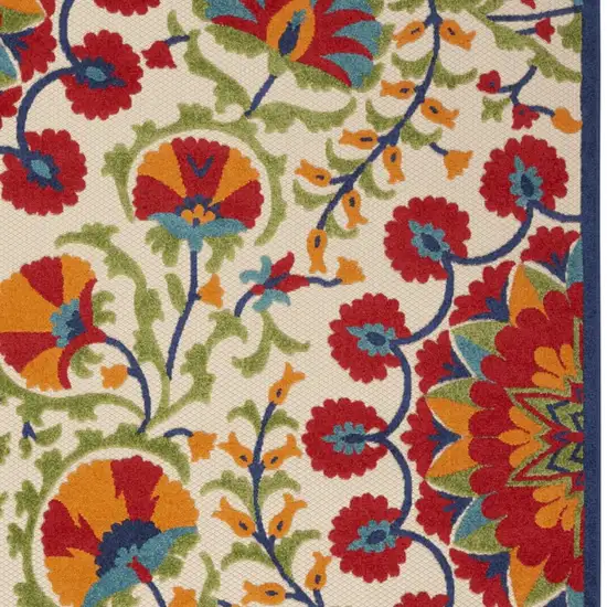 Red And Ivory Floral Indoor Outdoor Area Rug Photo 3