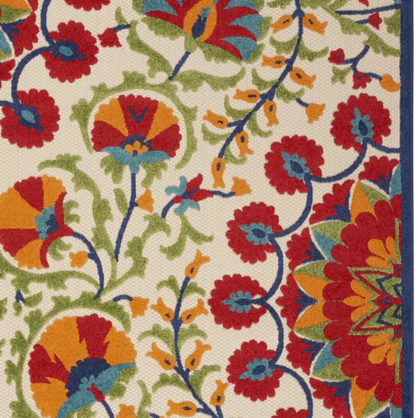 Red And Ivory Floral Indoor Outdoor Area Rug Photo 3