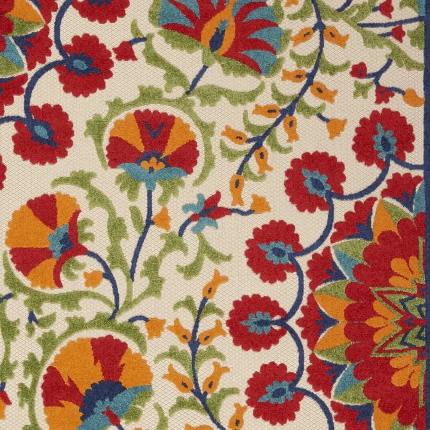 Red And Ivory Floral Indoor Outdoor Area Rug Photo 3