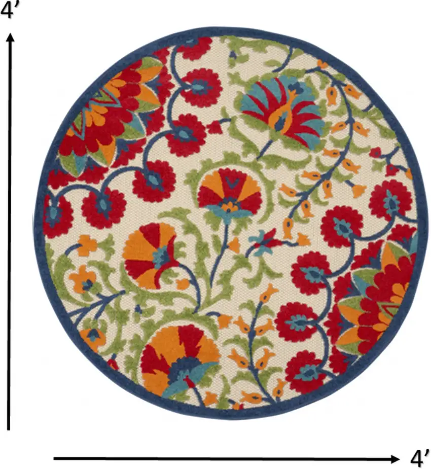 Red and Multicolor Indoor Outdoor Area Rug Photo 2