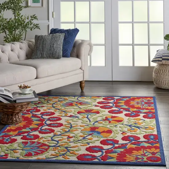 Red and Multicolor Indoor Outdoor Area Rug Photo 8