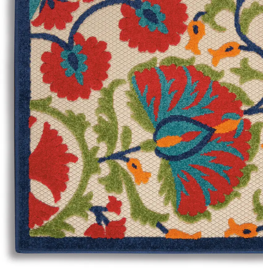 Red And Ivory Floral Indoor Outdoor Area Rug Photo 7