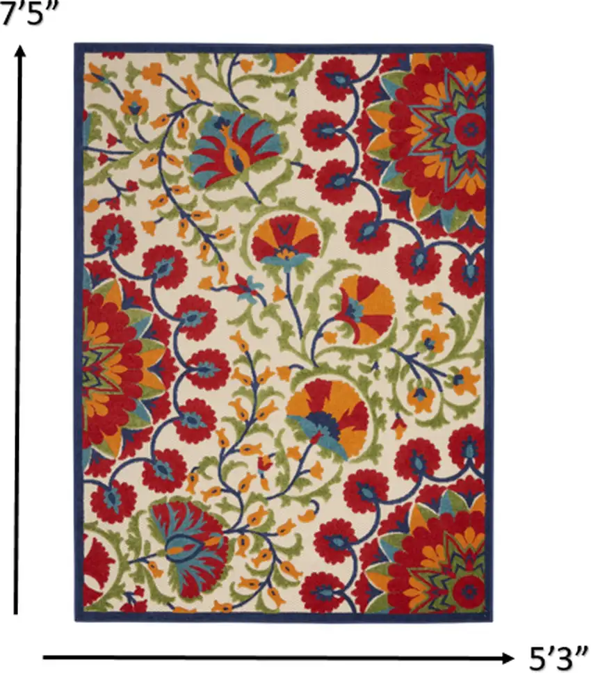 Red and Multicolor Indoor Outdoor Area Rug Photo 5