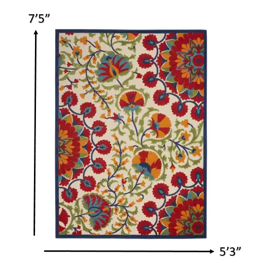 Red and Multicolor Indoor Outdoor Area Rug Photo 5