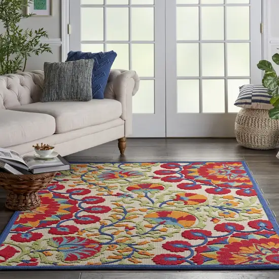 Red and Multicolor Indoor Outdoor Area Rug Photo 6