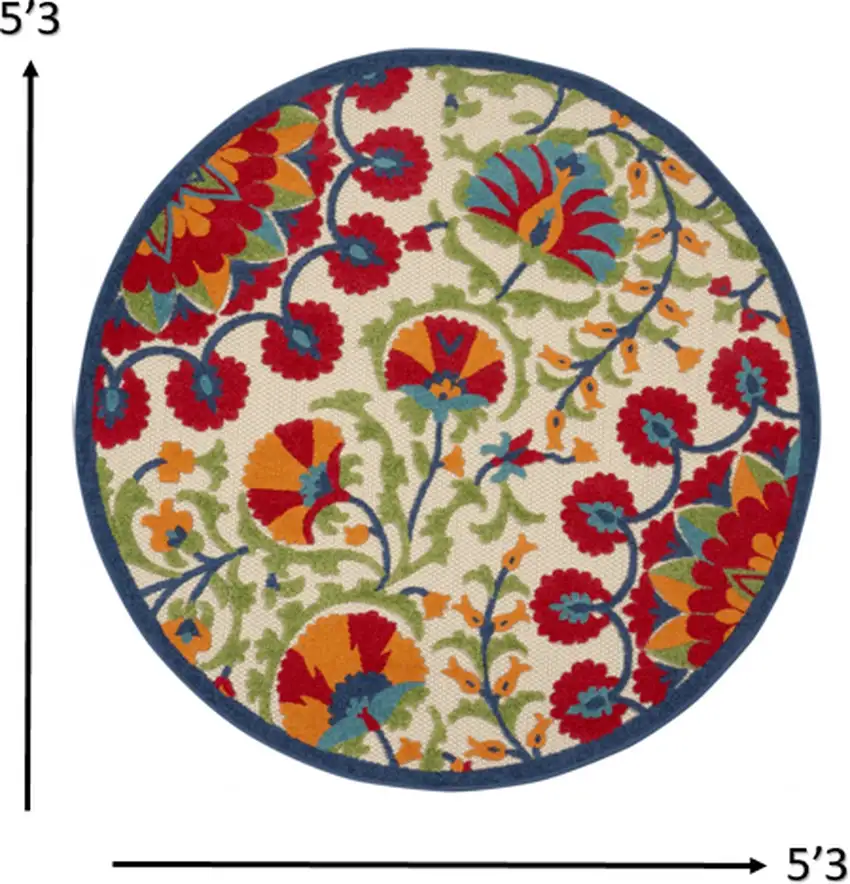Red and Multicolor Indoor Outdoor Area Rug Photo 2