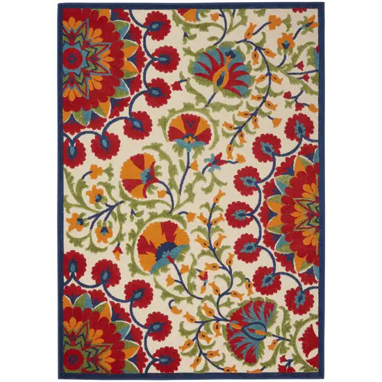 Red/Multicolor Floral Indoor Outdoor Area Rug Photo 5