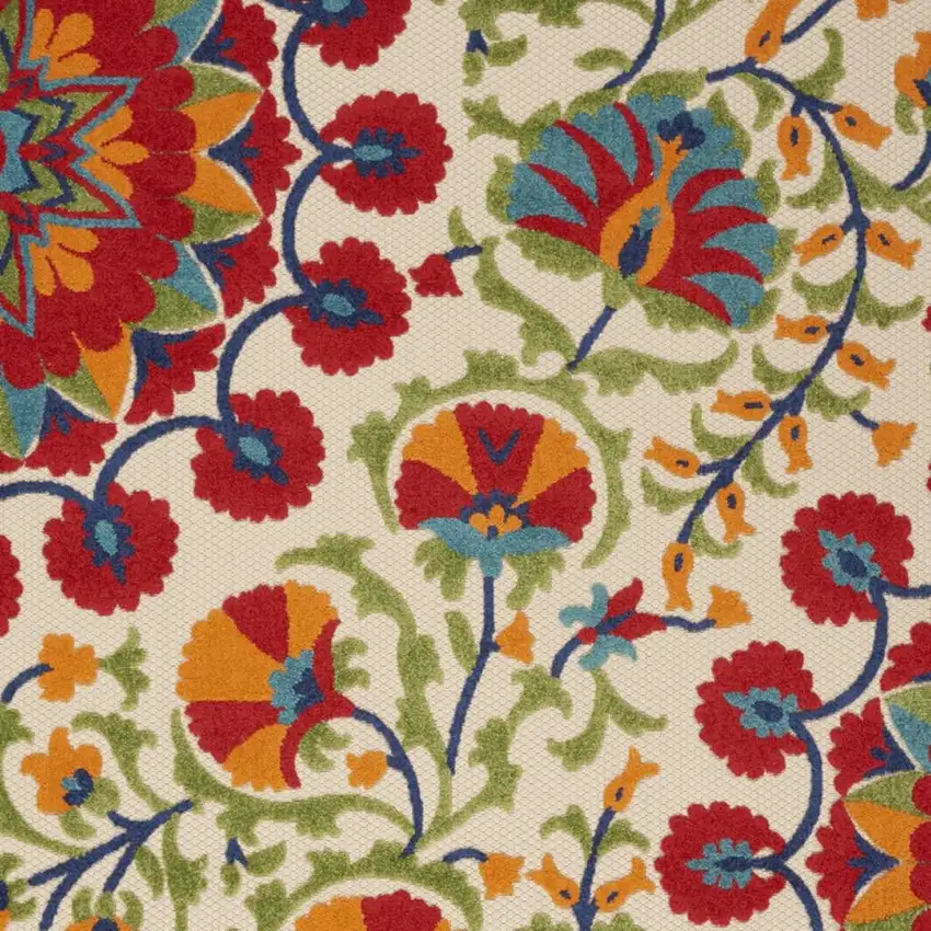 Red And Ivory Floral Indoor Outdoor Area Rug Photo 9
