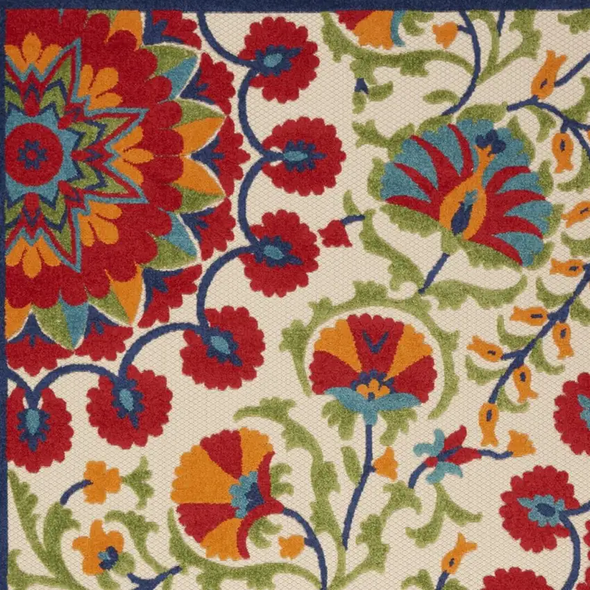 Red And Ivory Floral Indoor Outdoor Area Rug Photo 3