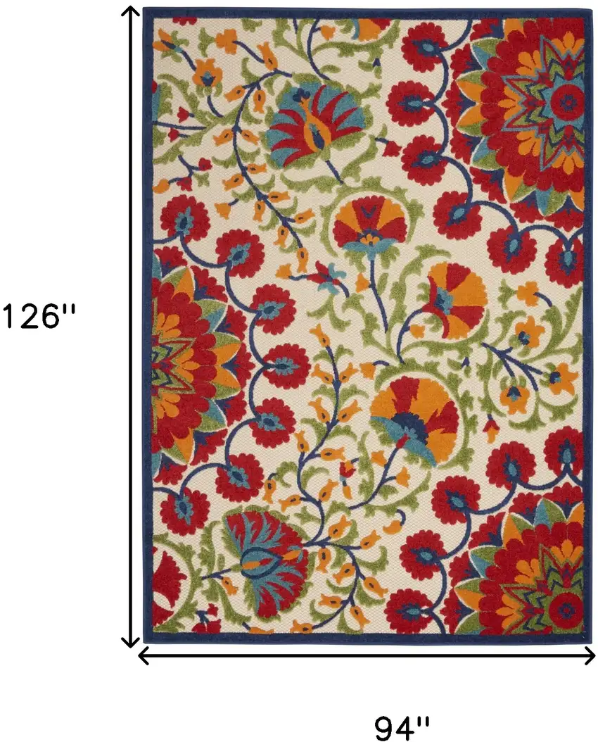 Red/Multicolor Floral Indoor Outdoor Area Rug Photo 9
