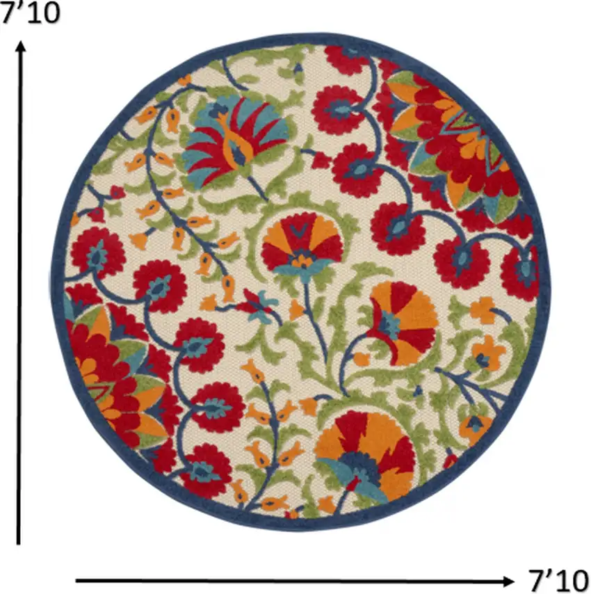 Red and Multicolor Indoor Outdoor Area Rug Photo 4