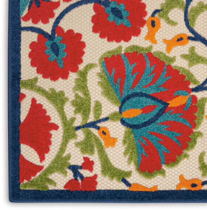 Red And Ivory Floral Indoor Outdoor Area Rug Photo 3