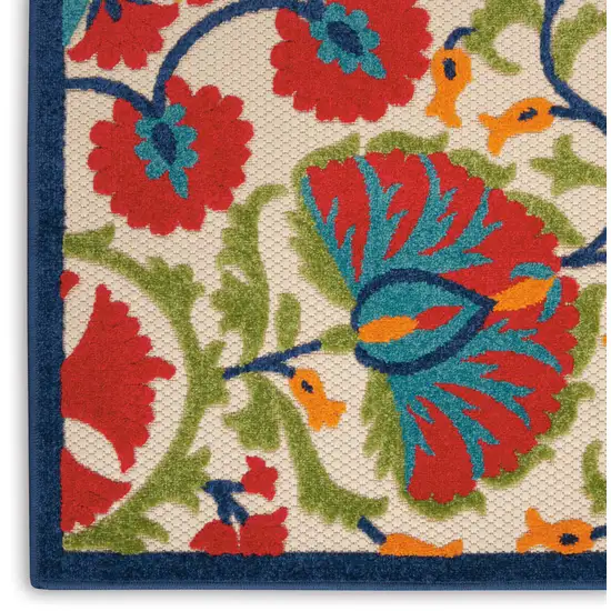 Red And Ivory Floral Indoor Outdoor Area Rug Photo 3