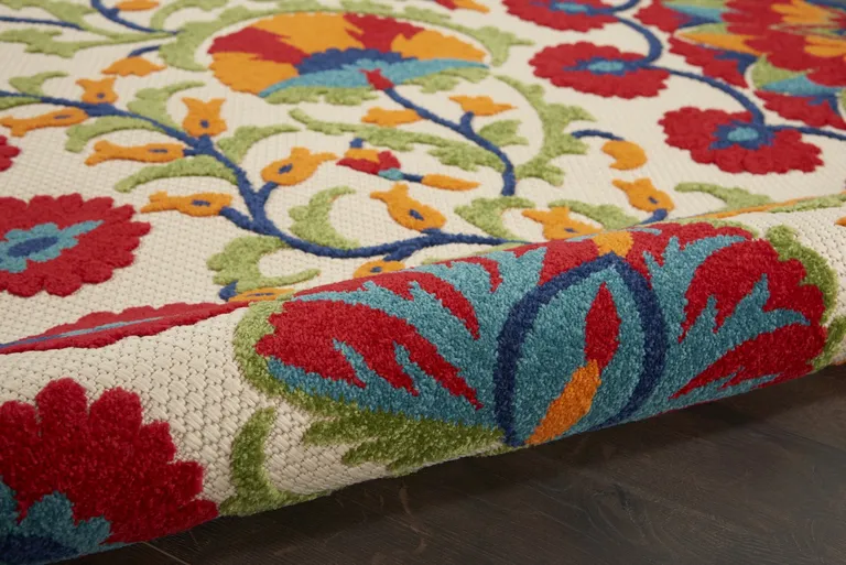 Red and Multicolor Indoor Outdoor Runner Rug Photo 3