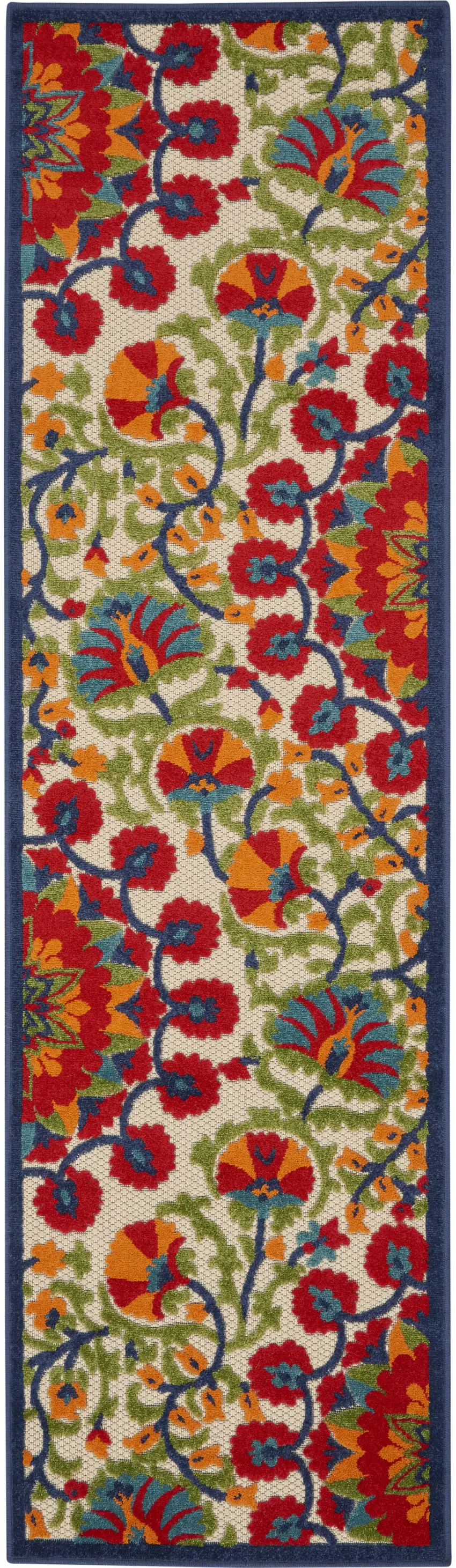 Red And Ivory Floral Indoor Outdoor Area Rug Photo 1
