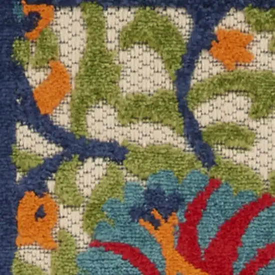 10' Red And Ivory Floral Indoor Outdoor Area Rug Photo 3