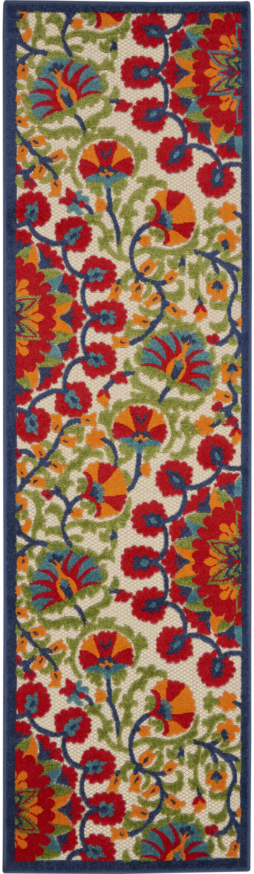 Red And Ivory Floral Indoor Outdoor Area Rug Photo 5