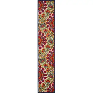 Photo of Red and Multicolor Indoor Outdoor Runner Rug