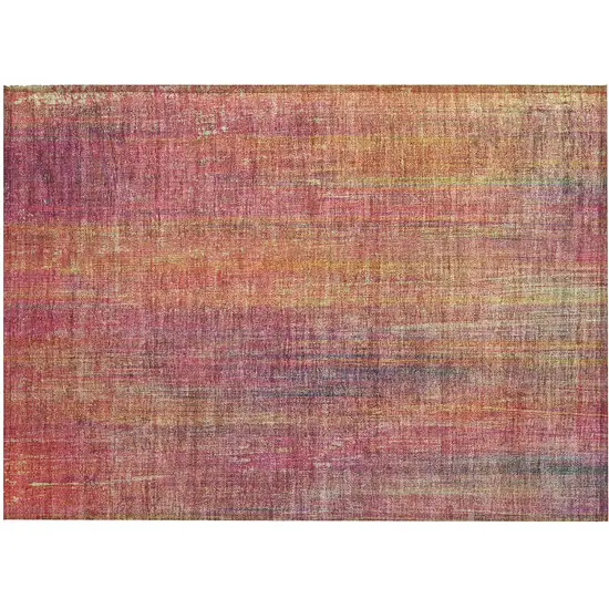 Red and Orange Striped Washable Non Skid Indoor Outdoor Area Rug Photo 2