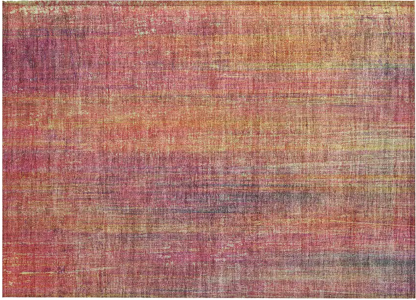 Red and Orange Striped Washable Non Skid Indoor Outdoor Area Rug Photo 2